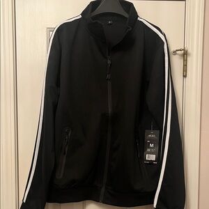 Black Track Jacket and joggers set with White Stripes